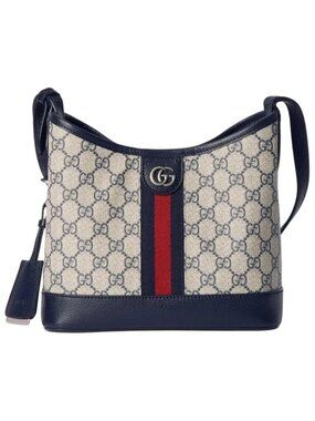 Gucci GG Supreme Shoulder Bag Half Moon Blue Ophidia Crossbody 781402